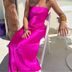 Pink Satin Maxi Dress